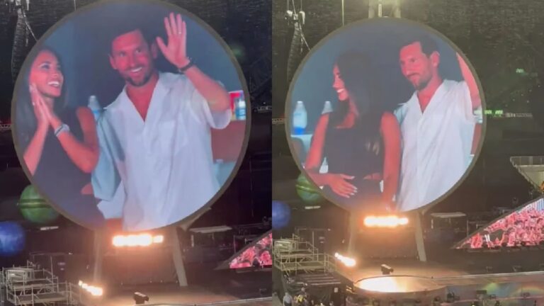 Leo Messi y Antonela Rocuzzo fueron captados por la kiss cam de Coldplay en Miami